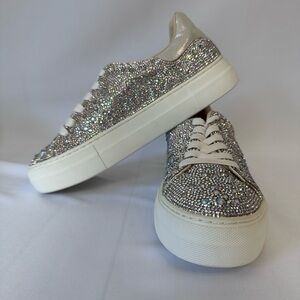 Betsey Johnson Glittering Silver Sneakers Brand New With Box